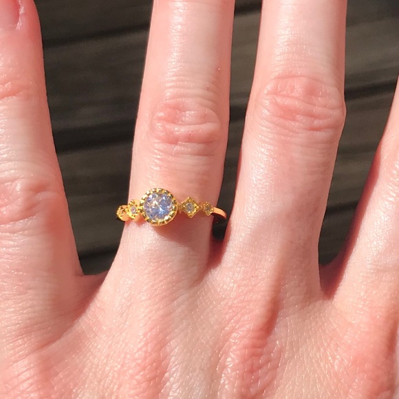 925 silver/ gold Stacking rings Sapphire + - Picture 15 of 16